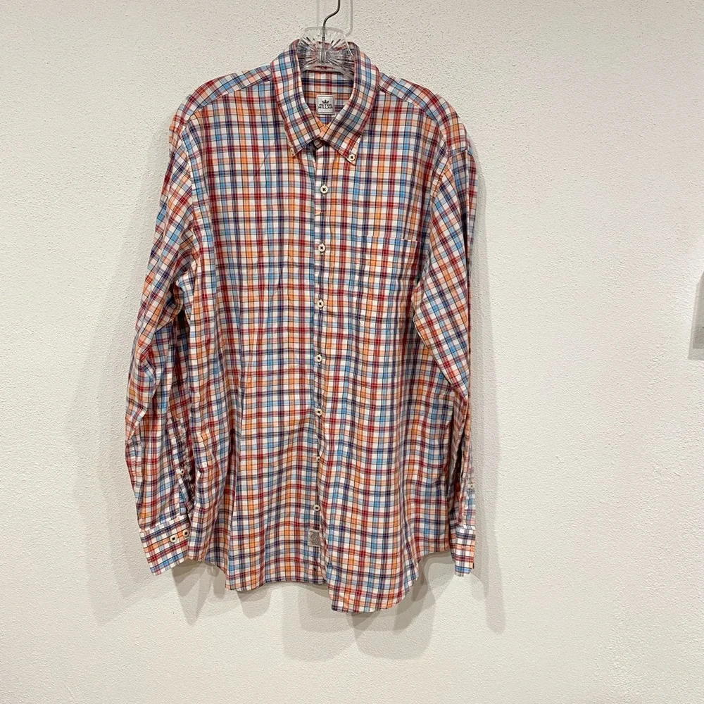 Peter Millar Plaid Button Down Shirt Size Large EUC